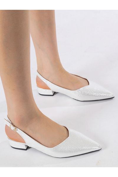 Sneak-a-Peek By Styli Glittered Pointed Toe Block Heel Shoes