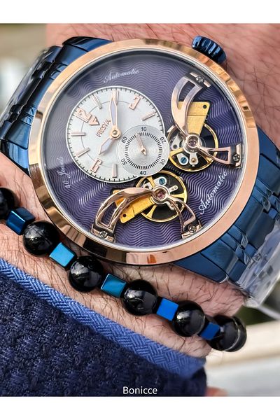 Fiesta Navy-Navy Auto(Without Battery),Cord Case Steel,Vip Custom Series Men Wristwatch with Bracelet Gift