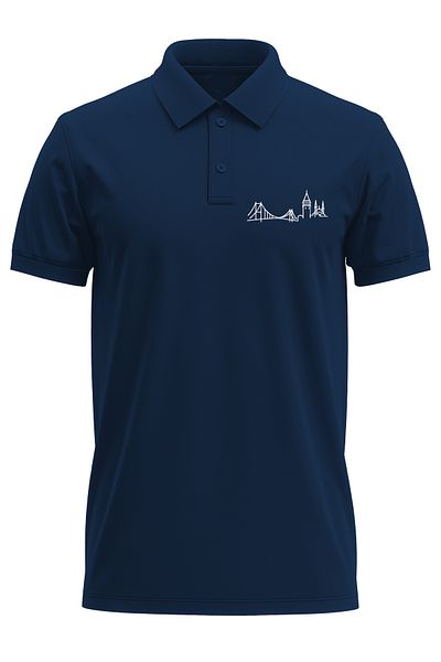 remonz Мъжка тениска с поло яка Slim Fit от памук, мека текстура, дишаща материя, щампа Istanbul