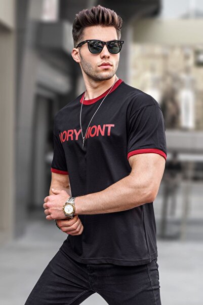 Madmext Μπλουζάκι με κανονική εφαρμογή σε μαύρο χρώμα 5884