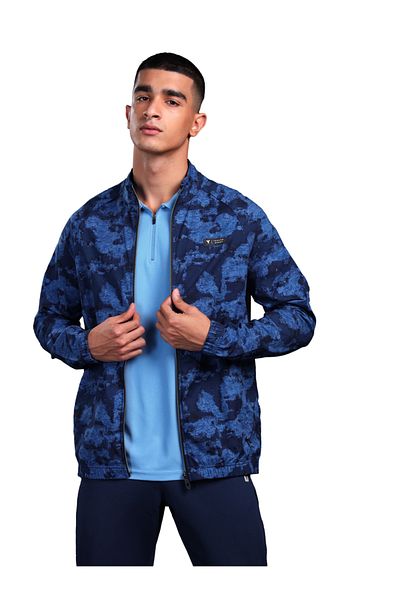 Technosport By Styli جاكيت رياضي رجالي مطبوع بقصّة Slim Fit ورقبة دائرية مع TS FLEXI