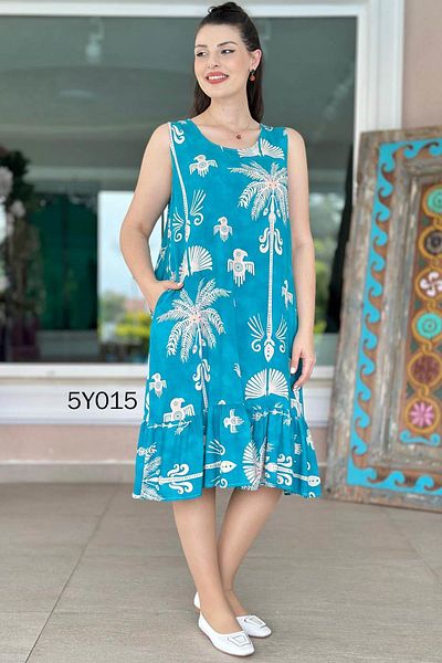 İnce Topuk Zero Sleeve Viscose Dress 5Y015