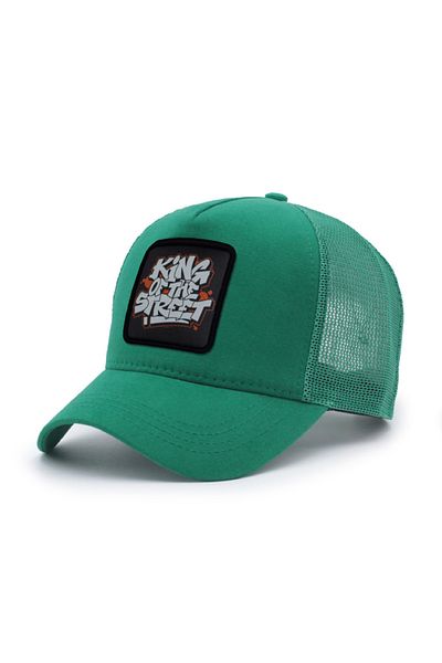 Trucker King of the Street Model Interchangeable Emblem Mesh Cap Green