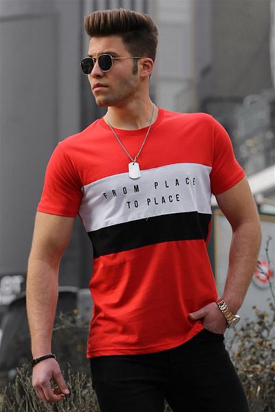 Madmext Men's Red Printed T-Shirt 4499