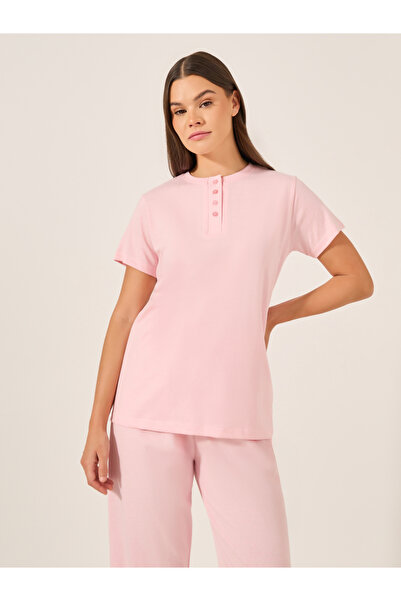 Styli Pink Knitted T-Shirt and Pyjama Set