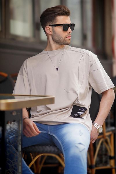 Madmext Ανδρικό μπλουζάκι 7004 Oversize με μοτίβο πέτρας