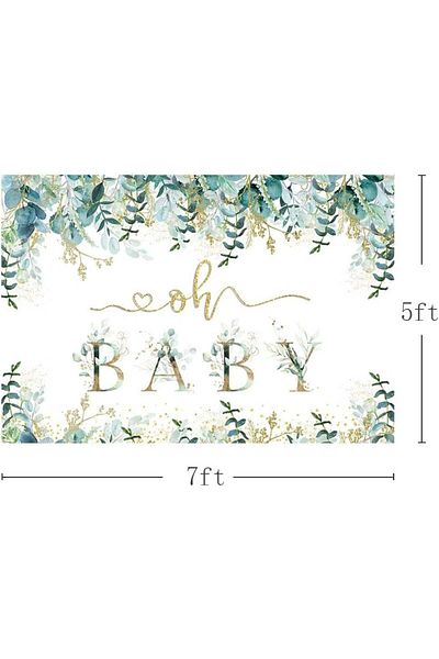 Mehofond Baby Shower Photo Backdrop Mehofond, vinyl, white/green/gold, 210 x 150 cm