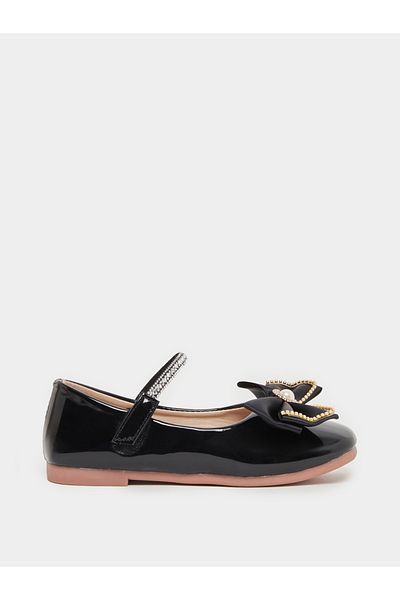 Styli Embellished Round Toe Ballerina Shoes with Bow Detail