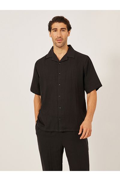 Styli Solid Resort Collar Relaxed Fit Shirt and Trousers Co-Ords