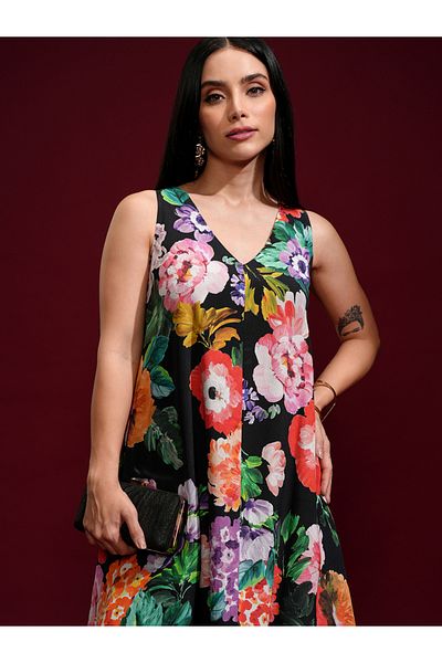 Vishudh By Styli Floral Printed Sleeveless Tunic and Pants Co-Ords