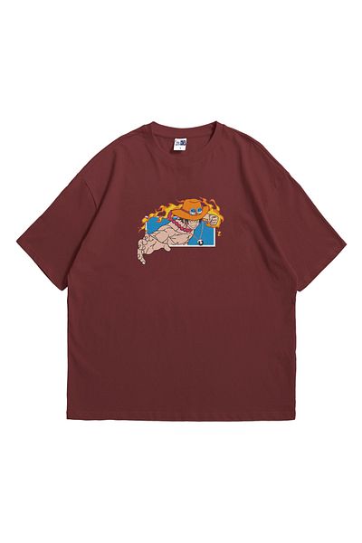 Calvin Jones Unisex Brick Manga One Piece Animev2 Printed Oversize Crew Neck Short Sleeve T-Shirt