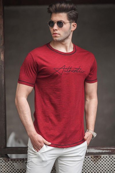 Madmext Ανδρικό μπλουζάκι Claret Red Printed 5274