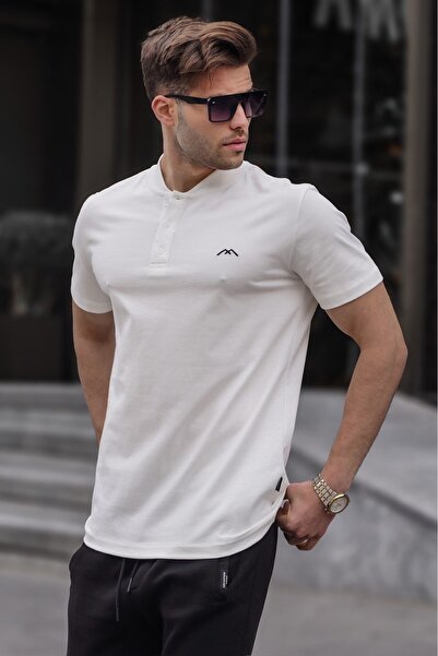 Madmext Ανδρικό T-Shirt Ecru Judge Collar 6067