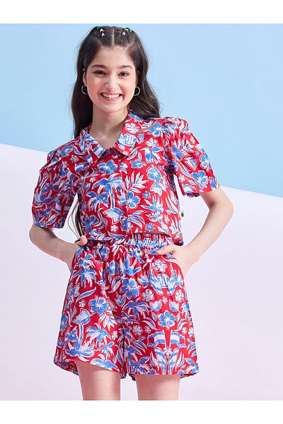 Stylo Bug By Styli All-Over Print Cropped Shirt and Shorts Set