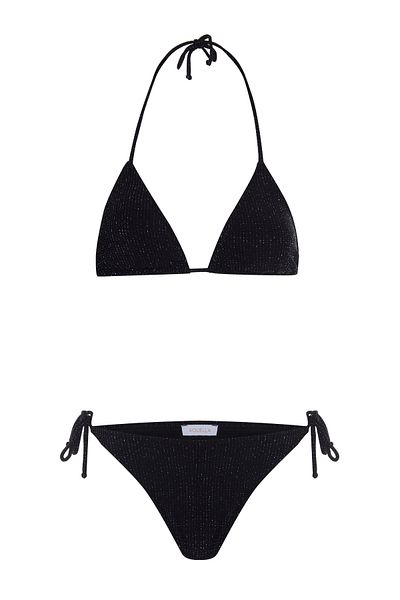 AQUELLA Textured Glitter Black Triangle Bikini Set