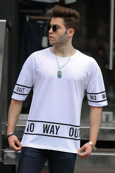 Madmext Bedrucktes weißes T-Shirt für Herren 4483