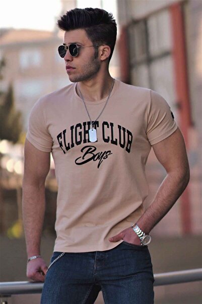 Madmext Ανδρικό T-Shirt Camel με στάμπα 4591