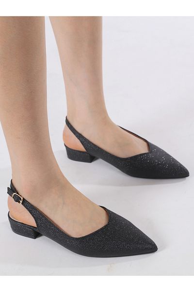 Sneak-a-Peek By Styli Glittered Pointed Toe Block Heel Shoes