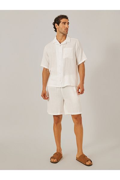 Styli Solid Short Sleeve Relaxed Fit Shirt and Shorts Co-Ords