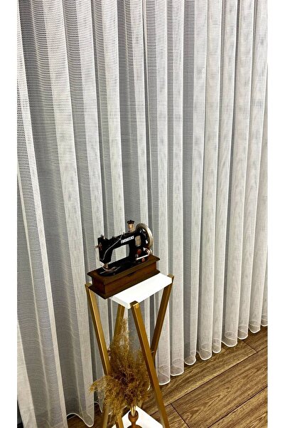 farbateks 2 Layer Pleated White Tulle Kitchen Curtain