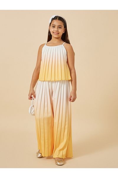 Styli Ombre Print Pleated Top and Wide Leg Trousers