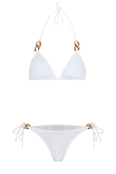 AQUELLA Ecru Triangle Bikini Set with Chain Accessories