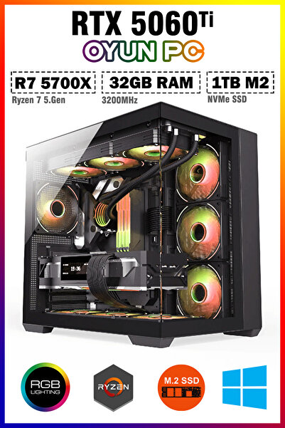 Zeiron Thato X15 Ryzen 7 5700X 32GB 1TB M.2 SSD RTX5060Ti Sıvı Soğutmalı Oyun...