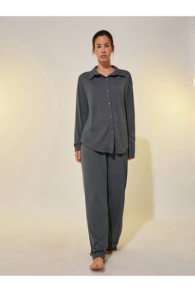 Styli Solid Long Sleeve Shirt and Pants Co-Ords