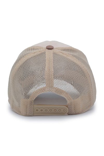 Trucker Wolf 2 Model Interchangeable Emblem Mesh Hat Brown Cream