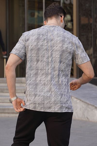 Madmext Ανδρικό T-Shirt με γκρι σχέδιο Crew Neck 6070