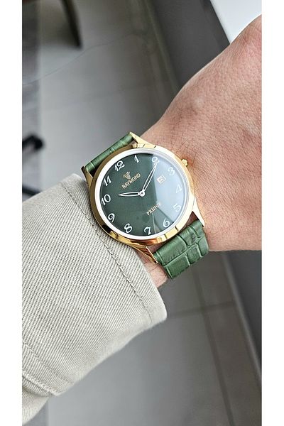 Raymond Rym-3173 Mens Classic Mens Wristwatch - Steel Case and Leather Cord - 2 Years Warranty