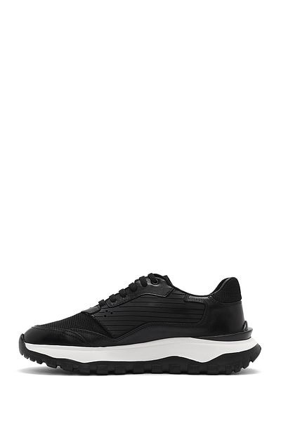 Derimod Men's Black Lace-Up Thick Soled Leather Sneaker 25Sfd 621914