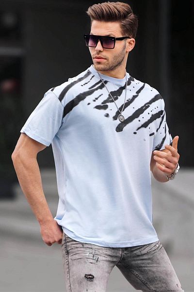 Madmext Tricou pentru bărbați cu model over fit albastru 6116