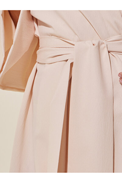 Styli White Solid Long Sleeve Robe with Tie Detail