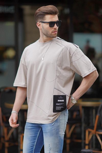 Madmext Ανδρικό μπλουζάκι 7004 Oversize με μοτίβο πέτρας