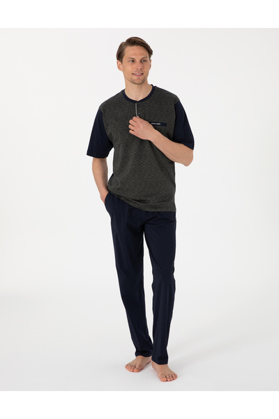Pierre Cardin Yeşil Kısakol 3'lü Jakarlı Pijama Takımı 50314444-790