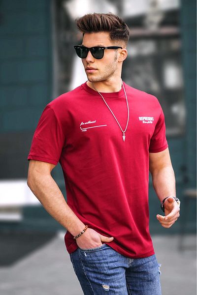Madmext Ανδρικό εμπριμέ Claret Red T-shirt 5805