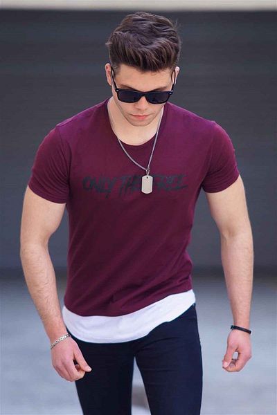 Madmext Ανδρικό μπλουζάκι Claret Red Printed 4597