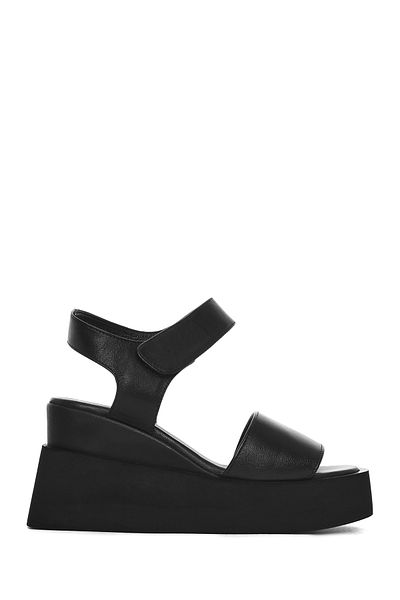 Derimod Women's Black Ankle Strap Wedge Heeled Leather Sandals 25Sfd 201818