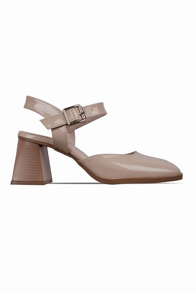 Lal Shoes & Bags Breda Women's Ankle Strap Buckle Detailed Blunt Toe Heeled Shoes - Patent Leather Cream