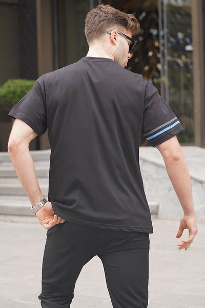 Madmext Μαύρο ανδρικό μπλουζάκι με στάμπα Regular Fit 6087