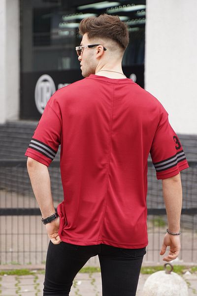 Madmext Ανδρικό μπλουζάκι Claret Red Printed Oversize