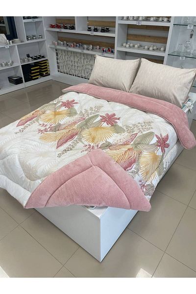 argehome King Size Double Sided Luxury Welsoft Elite Quilt Fluffy Fleece Quilt and Pillow Case Alena Powder
