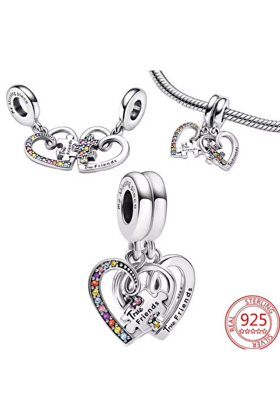 Hector&Co. Jewellery Gümüş Puzzle Parçası Ve Kalpli Arkadaşlık Sallantılı Charm