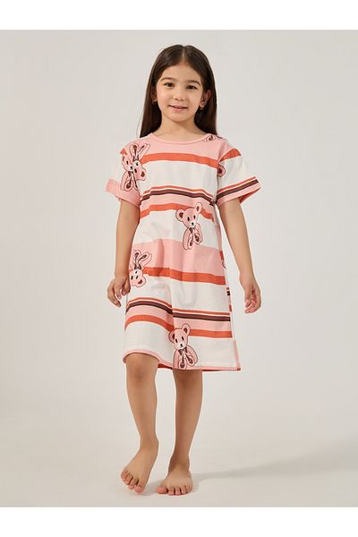Styli Graphic Print Round Neck Sleep T-Shirt Dress