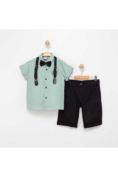 renkli diyar Boy's Shorts and Shirt Set of 4 with Bow Tie and Shirt Suspenders