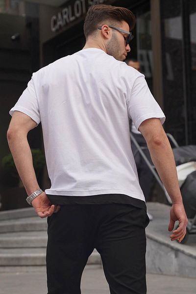 Madmext Bílé pánské tričko Basic 6090