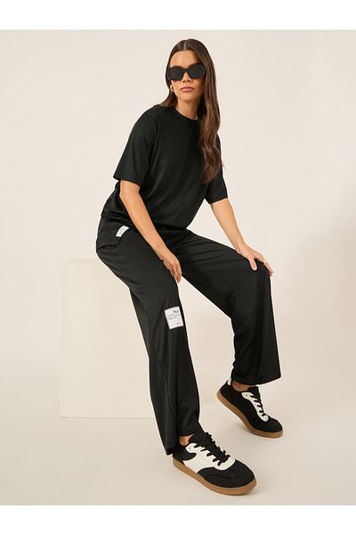 Styli Solid Oversized Top and Wide Leg Joggers Co-Ords
