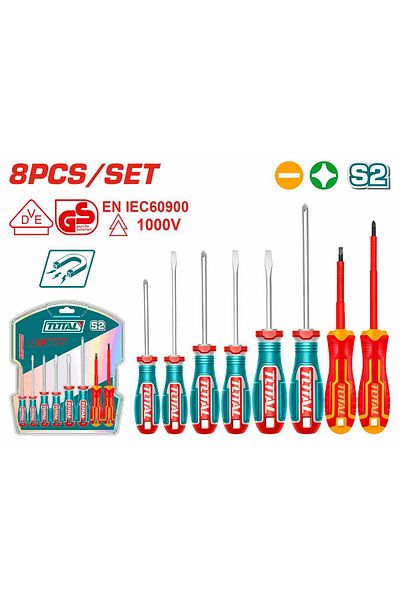 TOTAL 1000 V VDE Tools 8 Pcs Screwdriver Set