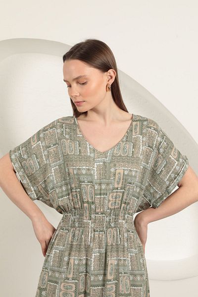 vuvutasarım Γυναικείο Midi Beach Φόρεμα Viscose Fabric Gimped 25VL132